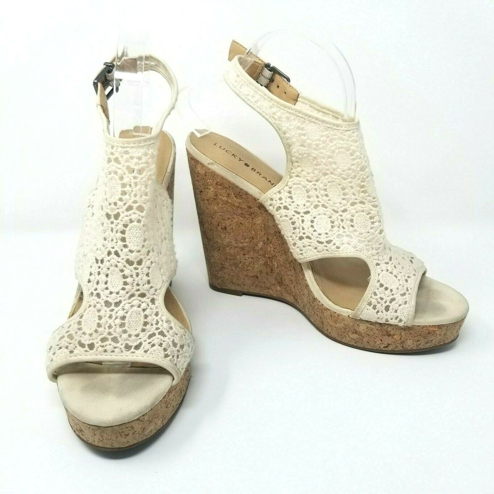 Lucky Brand Lace Raziah Platform Cork Wedge Sandal